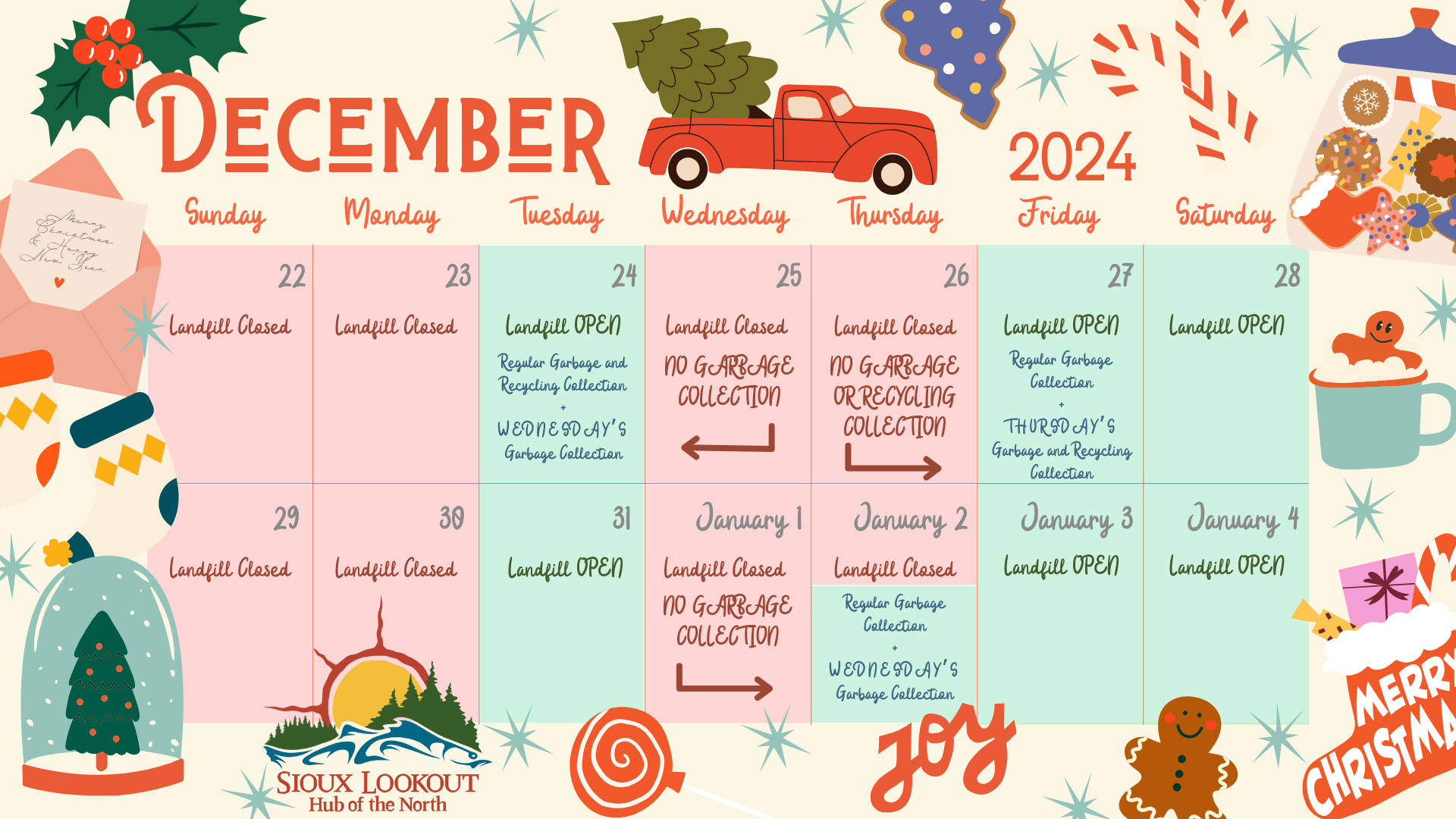 2024 Holiday Garbage and Recycling Schedule Calendar